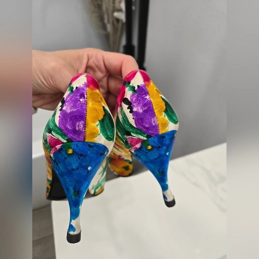Vintage Stuart Weitzman for Mr. Seymour Floral Watercolor Heels